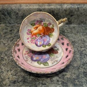 Royal Halsey Fruit Lustre Tea Cup and Saucer